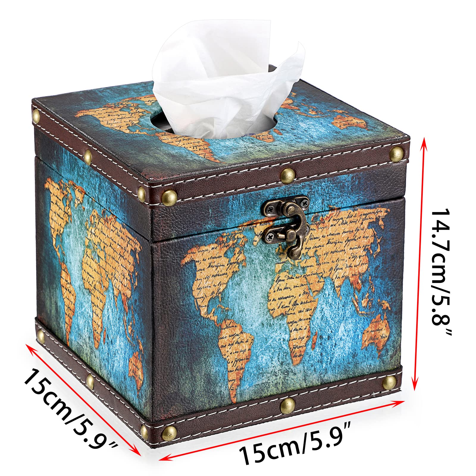 Amazon.com: Sumnacon Retro Wood Square Tissue Box Cover - Vintage